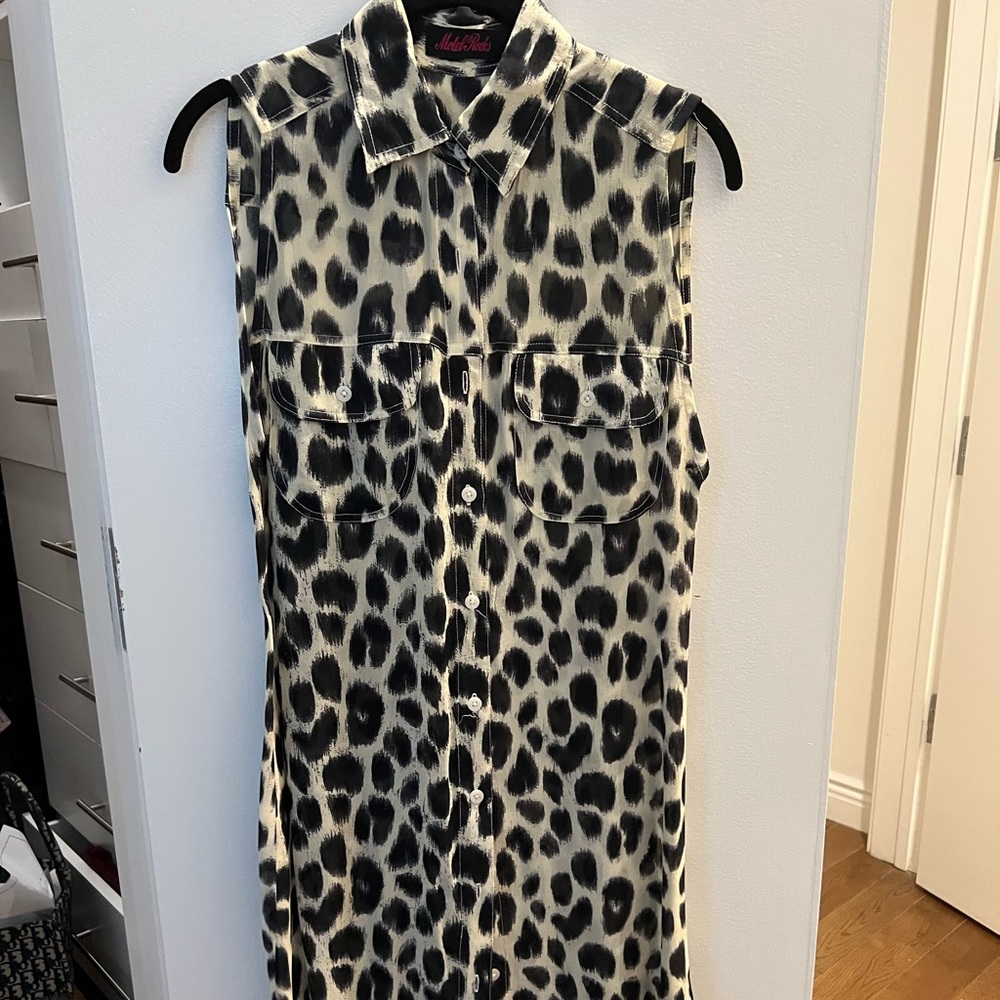 Leopard button down coverup/blouse/dress